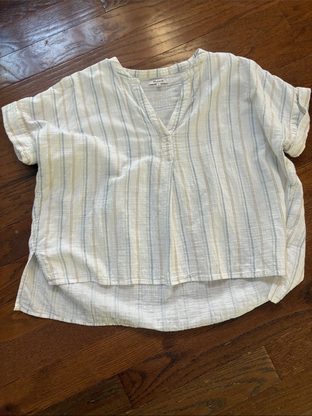 Madewell White Striped V-Neck Kids Top